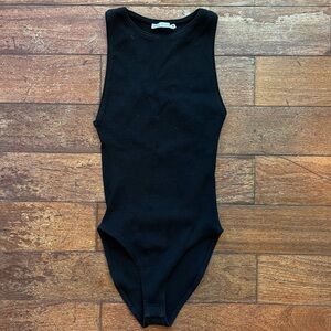 Zara Black Ribbed Bodysuit